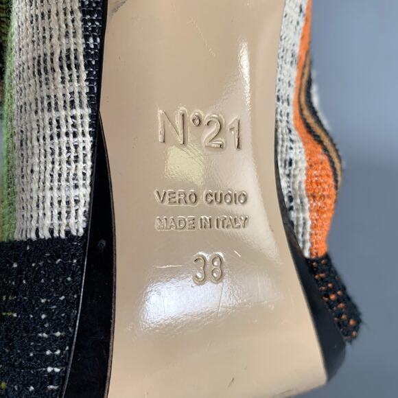 No. 21 Size 7.5 Tan Multi-Color Raso Peep Toe Pumps - Picture 7 of 7